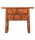 Consola antigua oriental con 5 cajones y acabado naranja satinado.