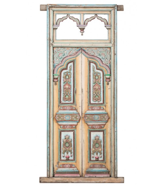 PUERTA ANTIGUA 125 X 10 X 269 TIBET MADERA DECORADA A MANO