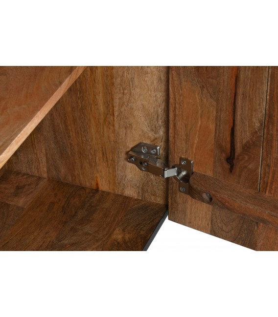 Aparador negro tallado estilo art decó con patas y tiradores dorados.6