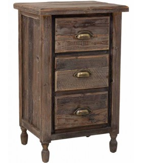 Mesita de noche alta rústica madera reciclada con acabado envejecido. Mdmhogar