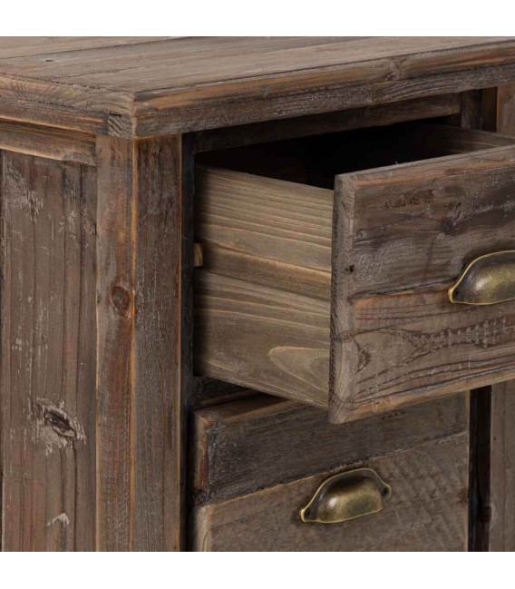 Mesita de noche alta rústica madera reciclada con acabado envejecido.2