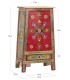 Armario bajo étnico en madera lacada roja con flores pintadas a mano.6