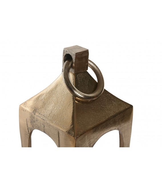 Portavelas clásico aluminio dorado texturizado con vaso de cristal. 1