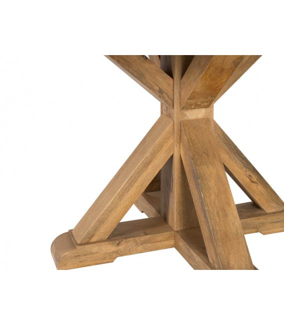Mesa redonda XL en madera maciza de mango natural, estilo provenzal. 3