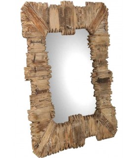 Espejo de pared rústico boho con marco de madera reciclada tratada.