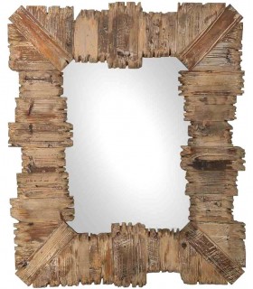 Espejo de pared rústico boho con marco de madera reciclada tratada. Mdmhogar