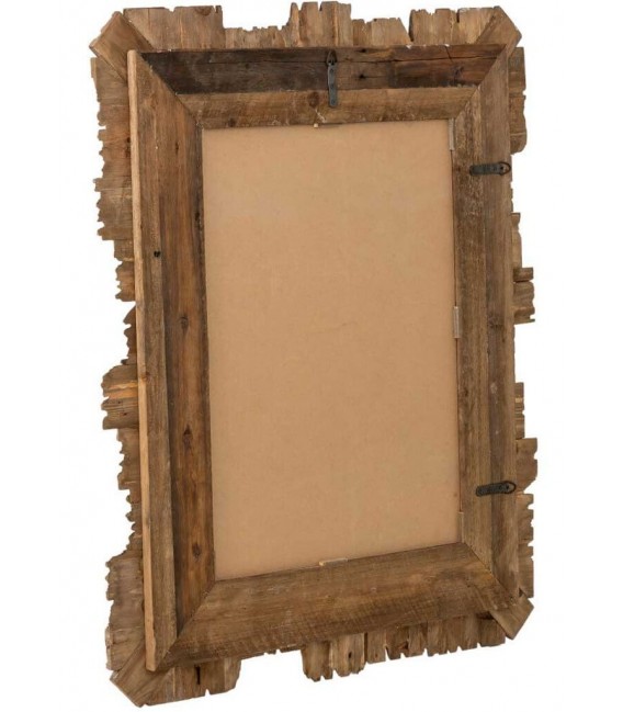Espejo de pared rústico boho con marco de madera reciclada tratada. 1