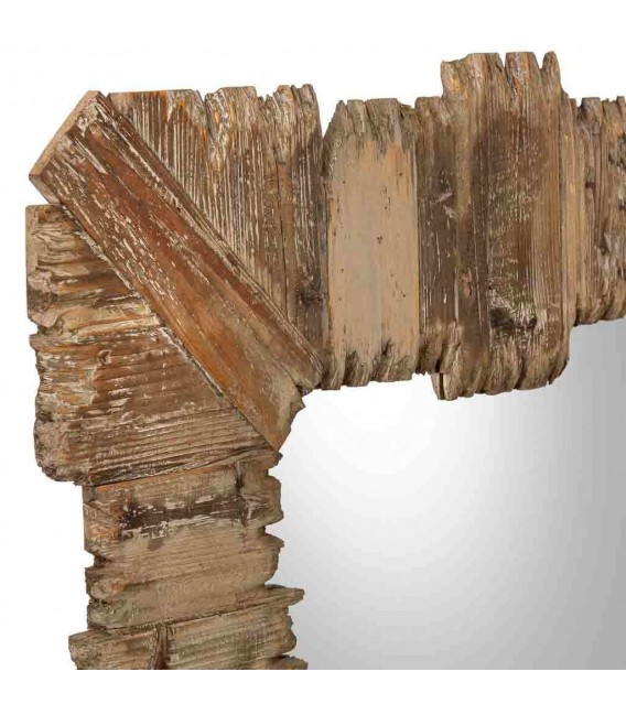 Espejo de pared rústico boho con marco de madera reciclada tratada. 2