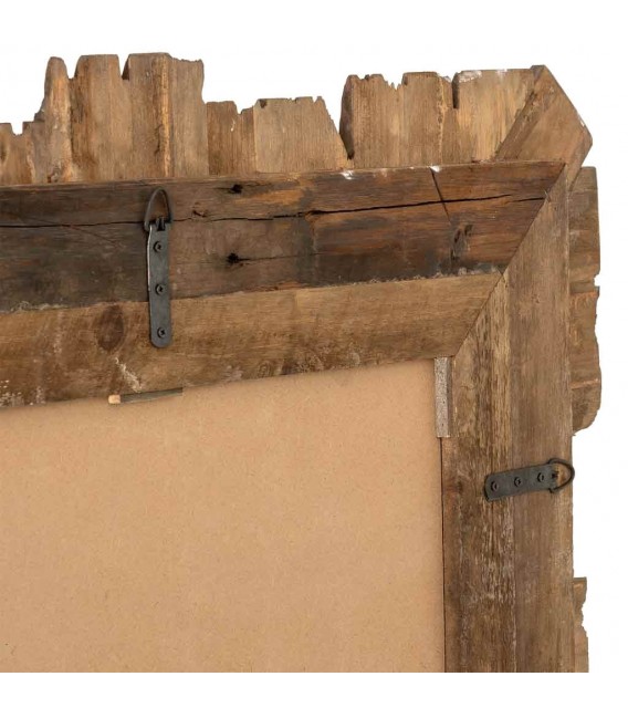 Espejo de pared rústico boho con marco de madera reciclada tratada. 4