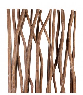 Parabán escultórico de ramas de teca natural con pátina blanca.