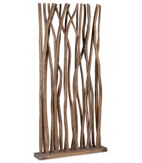 Parabán escultórico de ramas de teca natural con pátina blanca. Mdmhogar