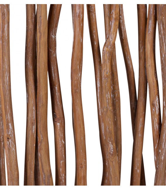 Parabán escultórico de ramas de teca natural con pátina blanca.1