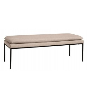 Banco beige con estructura negra ideal como pie de cama o auxiliar. Mdmhogar