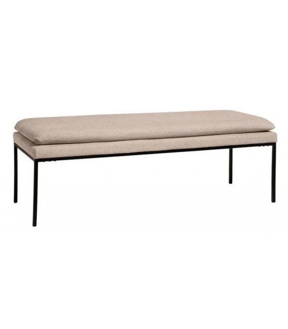Banco beige con estructura negra ideal como pie de cama o auxiliar. Mdmhogar