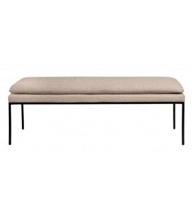 Banco beige con estructura negra ideal como pie de cama o auxiliar.