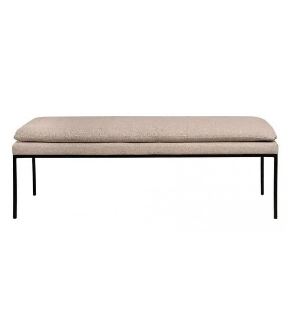 Banco beige con estructura negra ideal como pie de cama o auxiliar.