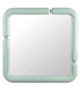 Espejo cuadrado con marco menta de líneas redondeadas y estilo pop. mdmhogar