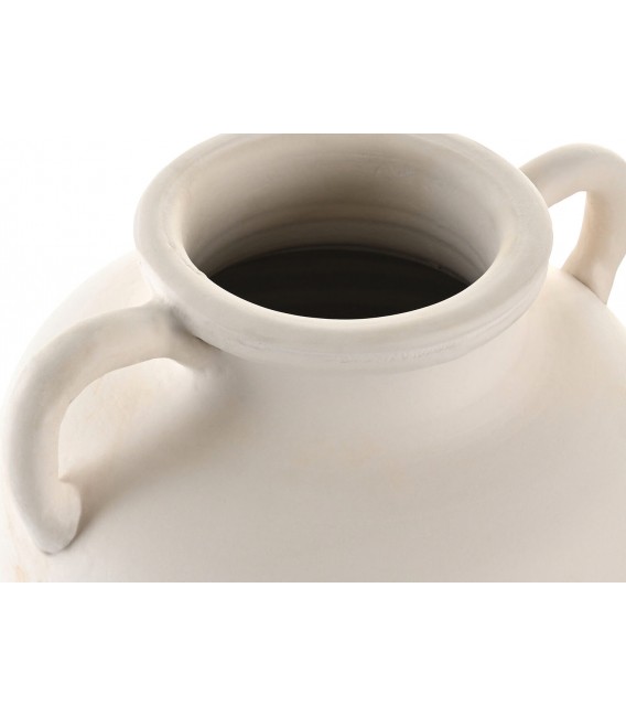 Jarrón ibicenco de terracota artesanal con asas y acabado crudo
