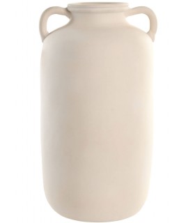 Jarrón ibicenco de terracota artesanal con asas y acabado crudo. Mdmhogar