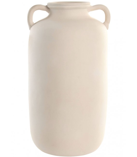 Jarrón ibicenco de terracota artesanal con asas y acabado crudo. Mdmhogar