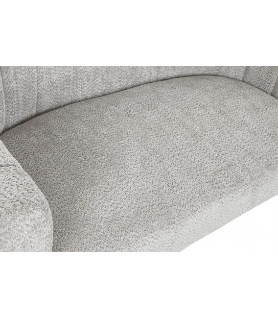 Sofá pequeño de diseño contemporáneo en tela gris y madera natural. 4