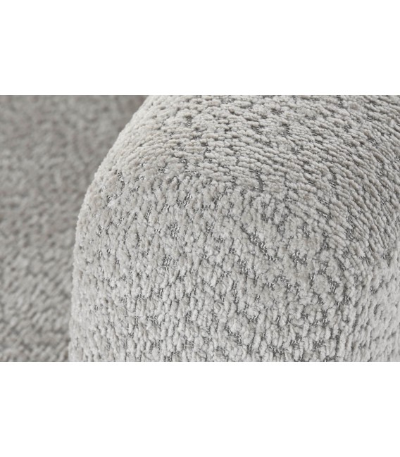 Sofá pequeño de diseño contemporáneo en tela gris y madera natural. 6