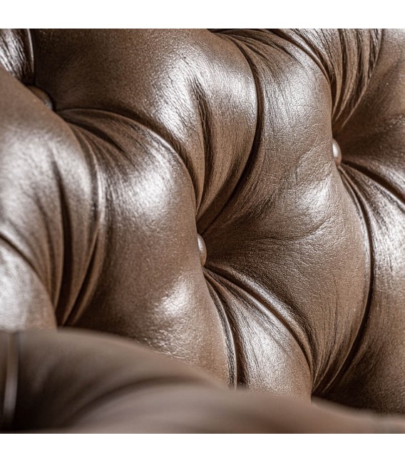 Sofá Chester 3 plazas piel camel asiento kilim tejido artesanalmente. 3