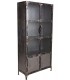 Vitrina metálica negra puertas combinadas acabado envejecido vintage. Mdmhogar