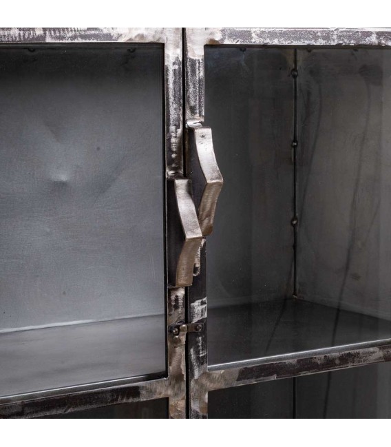 Vitrina metálica negra puertas combinadas acabado envejecido vintage. 3