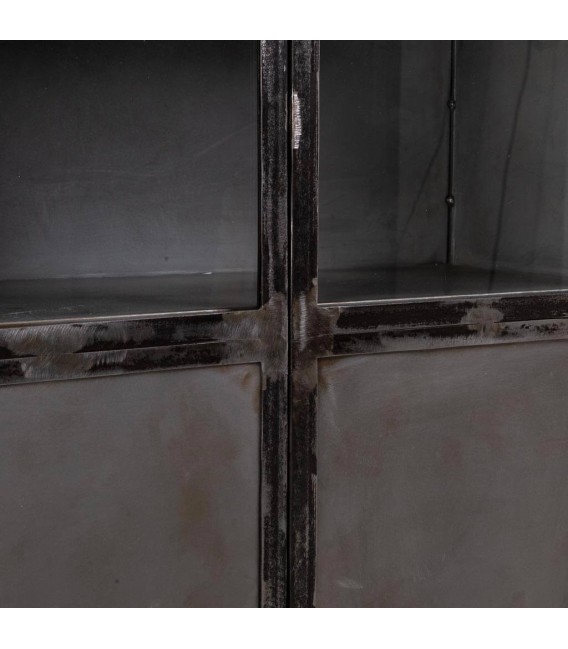 Vitrina metálica negra puertas combinadas acabado envejecido vintage. 4