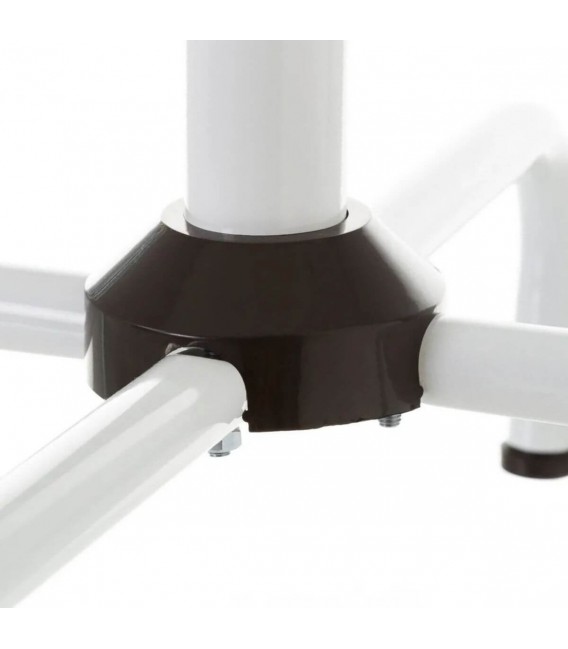 Perchero de pie metálico blanco y negro, vintage, funcional, elegante. 1