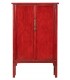 Armario alacena oriental 2 puertas 3 cajones, lacado rojo brillante.