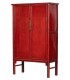 Armario alacena oriental 2 puertas 3 cajones, lacado rojo brillante. Mdmhogar