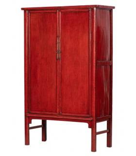 Armario alacena oriental 2 puertas 3 cajones, lacado rojo brillante. Mdmhogar