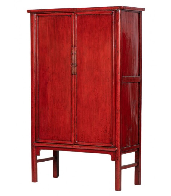 Armario alacena oriental 2 puertas 3 cajones, lacado rojo brillante. Mdmhogar
