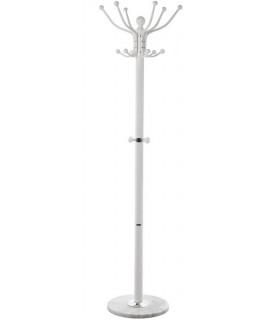 Perchero nórdico blanco con 16 colgadores y base redonda de mármol. Mdmhogar