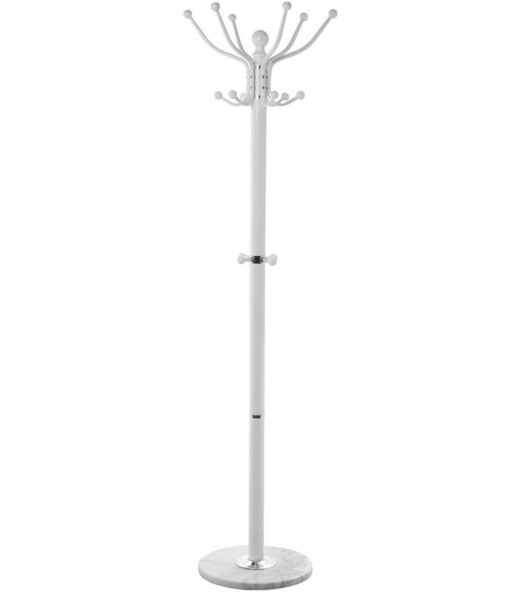 Perchero nórdico blanco con 16 colgadores y base redonda de mármol. Mdmhogar
