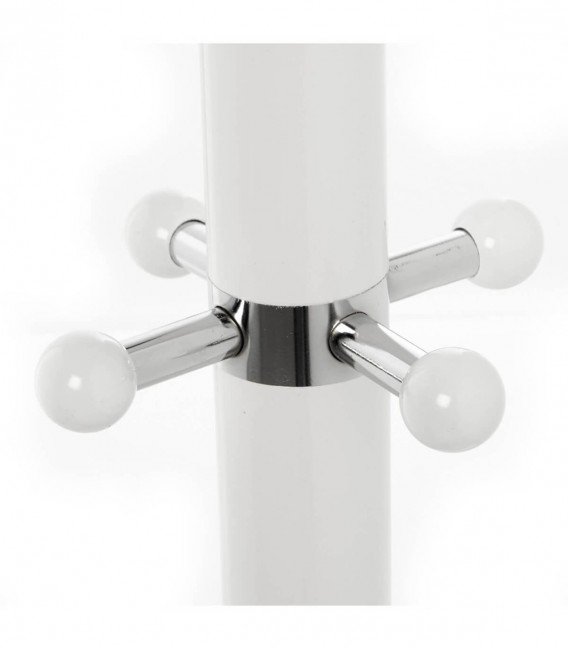 Perchero nórdico blanco con 16 colgadores y base redonda de mármol. 1