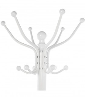 Perchero nórdico blanco con 16 colgadores y base redonda de mármol.