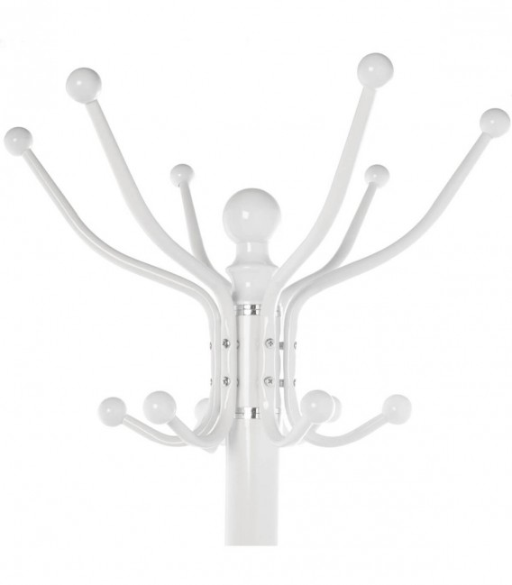 Perchero nórdico blanco con 16 colgadores y base redonda de mármol.