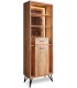 Estantería boho con LED, cajón, puerta y trasera en madera reciclada. mdmhogar