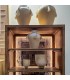 Estantería boho con LED, cajón, puerta y trasera en madera reciclada. 2