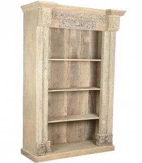 Estantería librería grande de madera, estilo étnico artesanal. Mdmhogar