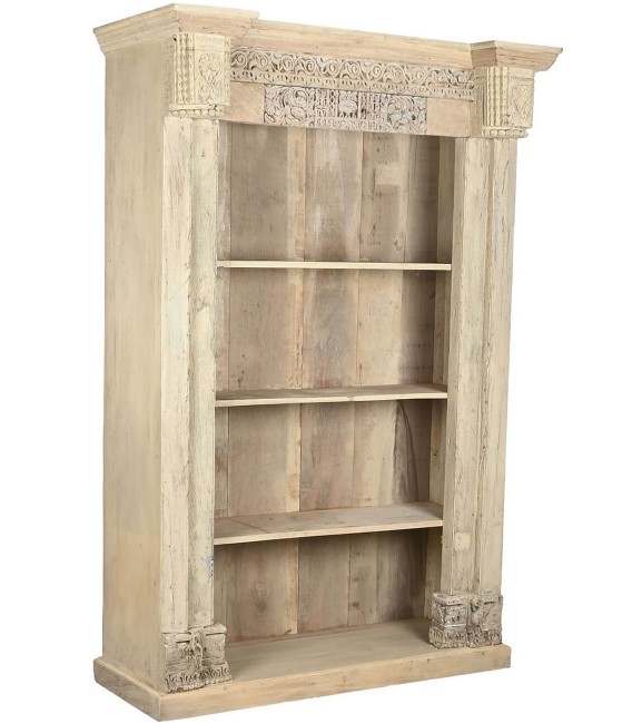 Estantería librería grande de madera, estilo étnico artesanal. Mdmhogar