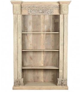 Estantería librería grande de madera, estilo étnico artesanal.