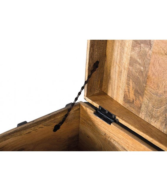 Baúl étnico de mango negro decorado con flores pintadas a mano. 3