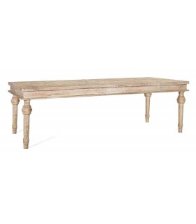 Mesa de comedor boho en madera maciza de mango con tapa marqueteada.  Mdmhogar