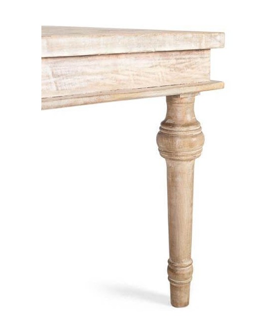 Mesa de comedor boho en madera maciza de mango con tapa marqueteada. 3