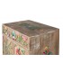 Mesita étnica mango natural tallado y pintado a mano cajón y puertas. 3