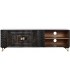 Mueble de TV en madera tallada negra y metal dorado, estilo art decó. 2